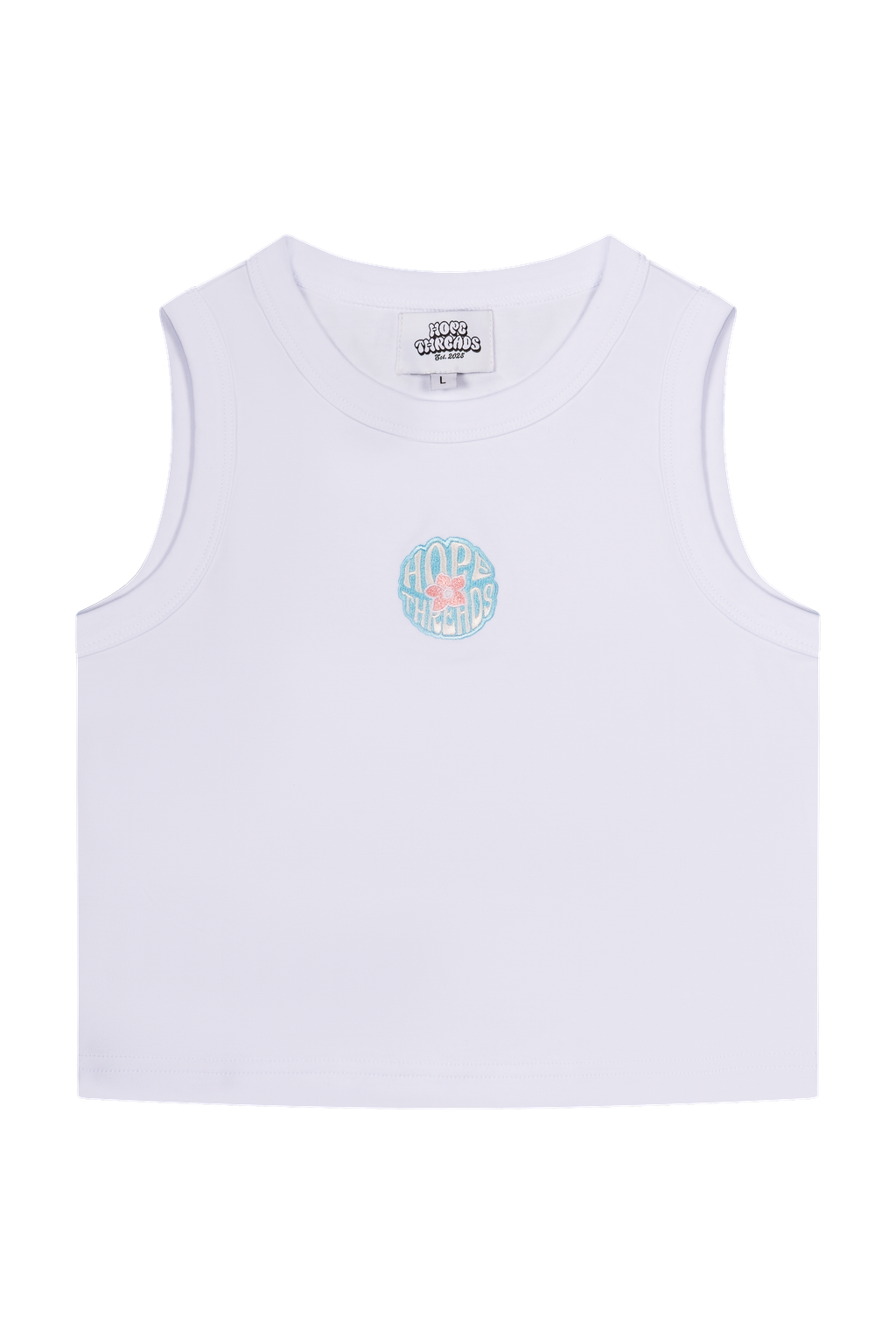 Hopethreads Blue Logo White Sleeveless Shirt
