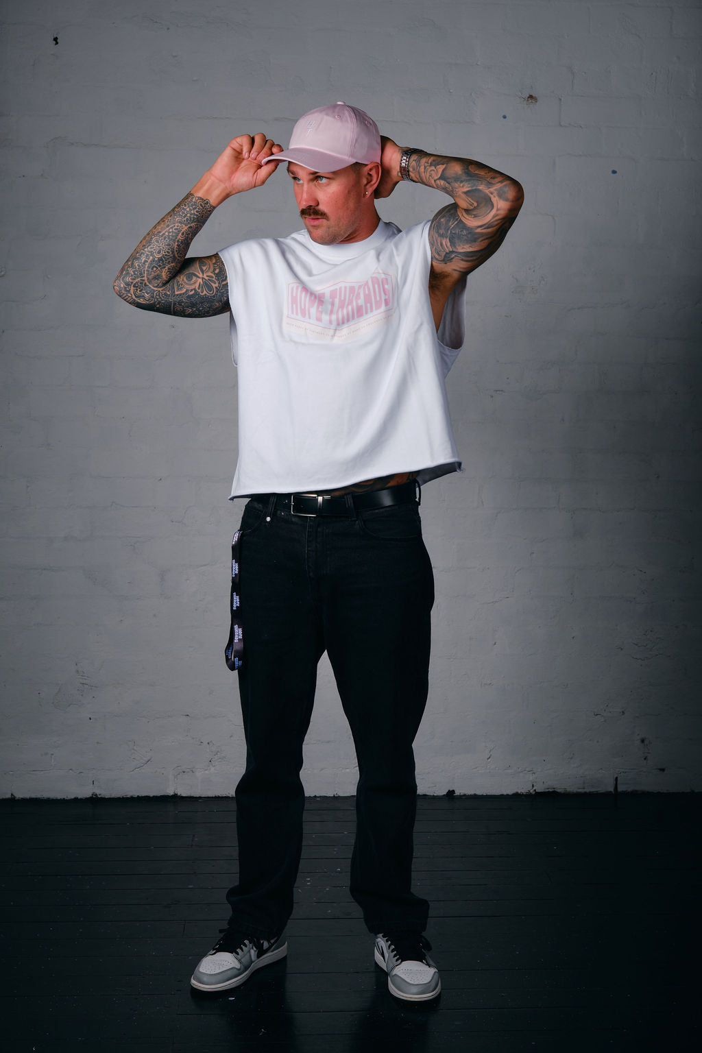 Hopethreads Pink Logo White Sleeveless Shirt