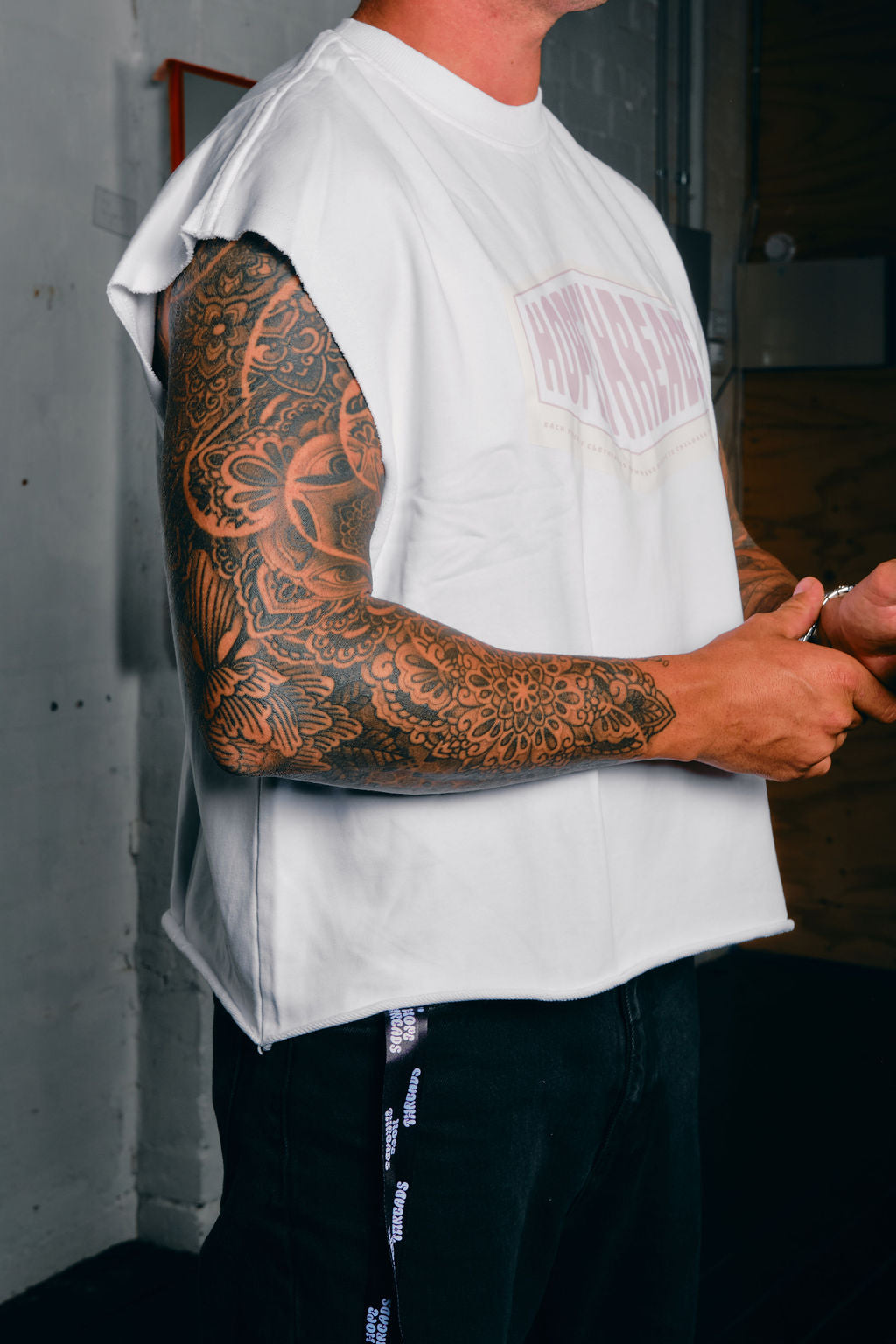 Hopethreads Pink Logo White Sleeveless Shirt